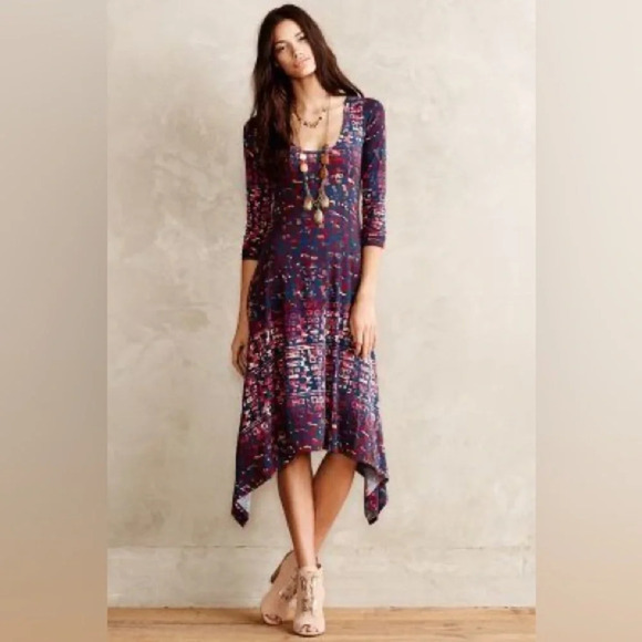 New Plenty by Tracy Reese Stretch Knit Shark Bite Hem Midi Dress size Large - Picture 1 of 11